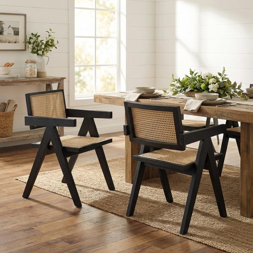 Black rattan dining - dining, chairs